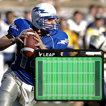 LEAP Coach Board Premium Tactical Clipboard Two Sides with Full & Half Court Dry Erase Marker Board for Basketball, Baseball, Soccer, Football, Hockey - color: Football