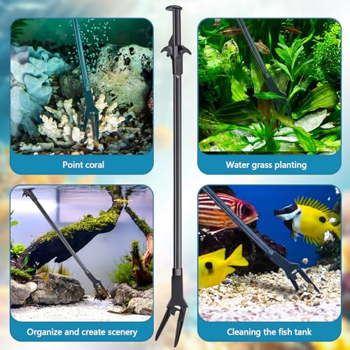 Gisafai 2 Pcs Plastic Aquarium Tongs Long Multi Purpose Trimming Feeding Aquarium Tools for Fresh Water Saltwater Fish Tanks Coral Plant (20 Inch) - size: 20 Inch