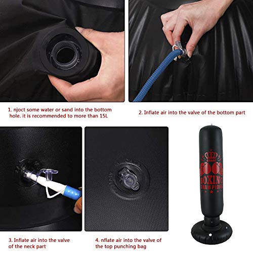 PVC Heavy Training Boxing Bag with Tumbler Design, 63 Inch Tall Inflatable Punching Bag for Adults and Kids for Home Gym Outdoor Exercise