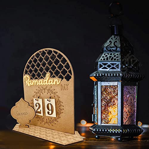 Wooden Ramadan Calendar Decorations - Wooden Countdown Calendars Decorations 30 Days Eid Mubarak,style 1