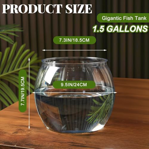 1.5 Gallon Plastic Fish Tank Large Bowl Shatterproof with Crystal Clear Clarity for Terrarium, Flower Vase Centerpiece Gift for Fish Lovers (Round) - size: 1.5 Gallon, style: Round
