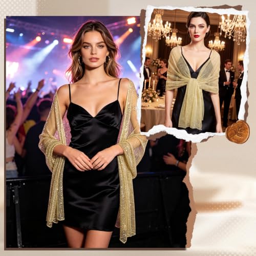 GERINLY Lightweight Scarves Fashion Print Cotton Feel Scarf for Women Shawl - color: Gold