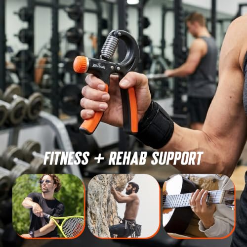 Spalding - Adjustable Hand Grip Strengthener, 22-88 lbs Resistance Hand Gripper for Forearm Wrist Finger Training, Anti Slip Ergonomic Handle Grip Trainer for Home Gym Fitness