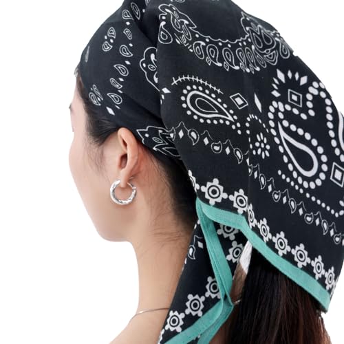 여성용 헤드 스카프 66cm(26인치) 실크처럼 매끄러운 라지 스퀘어 스카프, 헤어 랩, 야간 및 수면용 - color: Jaen Collections 10 - 네이비 페이즐리