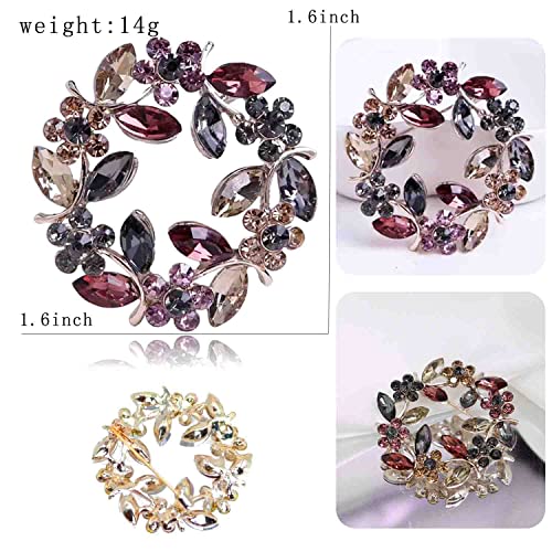 Crystal Pearl Flower Brooches Pins Fashion Beautiful Created Rhinestone Floral Brooch Good Idea for Party Dance Wedding Banquet for Elegant Women Girl - color: Olive Branch Wreath