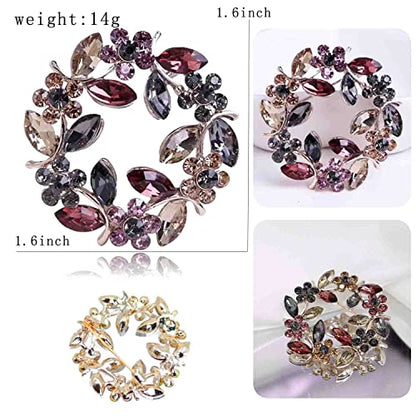 Crystal Pearl Flower Brooches Pins Fashion Beautiful Created Rhinestone Floral Brooch Good Idea for Party Dance Wedding Banquet for Elegant Women Girl - color: Olive Branch Wreath