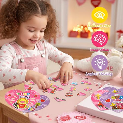 Haooryx Heart Shape Jigsaaw Puzzle, 12 Pcs Jesus Love You Heart Puzzles | Religious Jigsaw Challenging Family Puzzles Home Decor Birthday Summer Party Gift Interlock Perfectly Men Women Church Event - style: Valentine's Day Heart