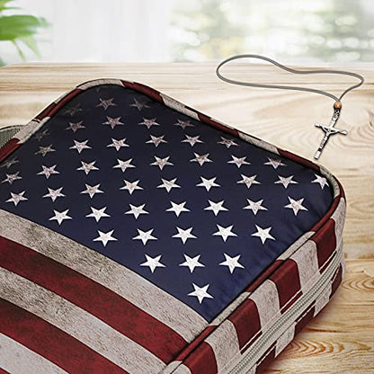 FINPAC Bible Cover, Carrying Book Case Bible Bag with Handle - color: Us Flag