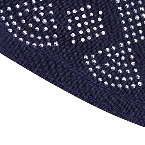 ZGMYC Women Shiny Rhinestones Muslim Hijab Elegant Long Turban Cap Head Wrap Scarf - color: Dark Blue