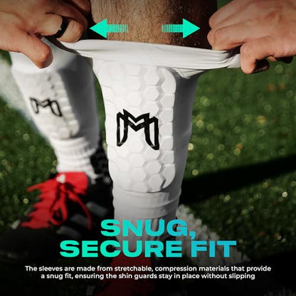 MediCaptain Mini Shin Guards Soccer – Built in Shin Pad Sleeves for Mens, Women, Teens - Small Shin Guards - Lightweight, Breathable Shin Defender Leg Protection - color: White, size: Maxi (5.5 x 2.8 in)