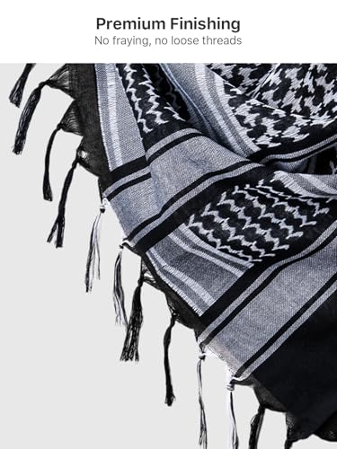 FREE SOLDIER Scarf Military Shemagh Tactical Desert Keffiyeh Head Neck Scarf Arab Wrap with Tassel for Men Women - color: Dark White