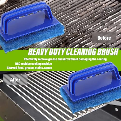 5 Pack Electric Cleaning Brush Pad Kitchen Bathroom Household Cleaning Pad Swimming Pool wall Cleaning Brush Heavy Duty Griddle Scrubber Scouring Pad and 1 Pack Handle kit(Blue) - color: Blue