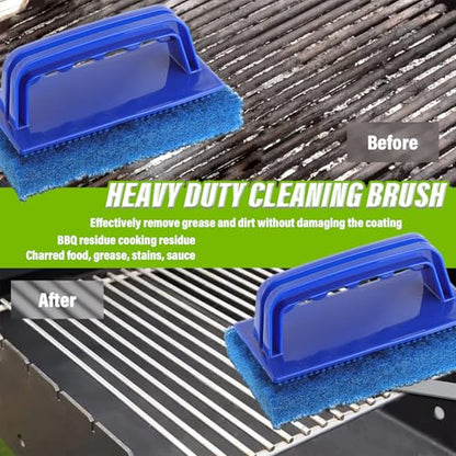 5 Pack Electric Cleaning Brush Pad Kitchen Bathroom Household Cleaning Pad Swimming Pool wall Cleaning Brush Heavy Duty Griddle Scrubber Scouring Pad and 1 Pack Handle kit(Blue) - color: Blue