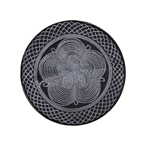Mens Muslim Hat Islamic Prayer Cap, Muslim Eid Prayer Embroidered Kufi Fat Ramadan Mosque Arab Indian Prayer Cap - color: Dark Gray
