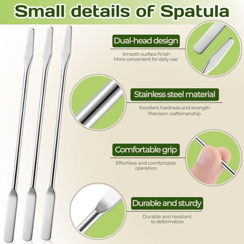 6PCS Lab Spatula Stainless Steel Small Metal Spatula Double Ended Micro Spatula Square/Round End Spatula Makeup Spatula Tool for Mixing Cosmetics (6 Pcs) - color: 6 Pcs