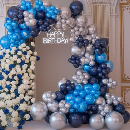 Blue Silver Balloons for Boys Baby Shower Gender Reveal Mens Birthday Party - color: Blue Silver, size: 50 Pcs