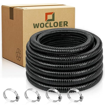 Pond Tubing 1-1/4” × 50 Feet Black Flexible PVC Pond Hose,Garden Pond PVC Tube - Reinforced, Kink-Resistant Tubing for Pumps, Fountains & Waterfalls, with 4 Clamps,1-1/4" Dia - size: 1-1/4 Inch, style: 50FT