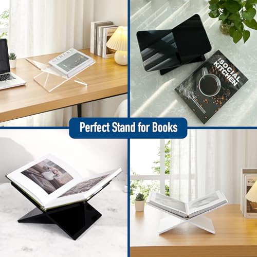 Acrylic Book Stand 15 x 9 x 6 in - Large Open Display for Cookbooks, Art, Bible, Guest Books - Coffee Table Reading Stand - Black - color: Black, size: Large