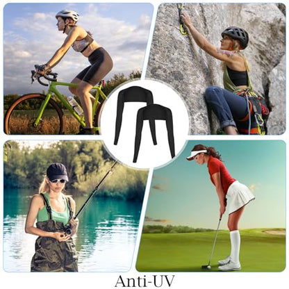 Grevosea 2 Pack Cooling Shawl Arm Sleeves UV Protection Sun Sleeves Sun Protection Arm Sleeve with Finger Hole for Women - color: Black