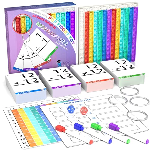 Math Games for Kids - Math Flash Cards - Interactive Practice Kit Pop It Practice with Addition, Subtraction, Multiplication & Division - Ideal for Learning and Skill Building - Ages 4-8