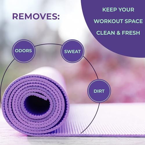 SwaytAway Fitness Mat Mist – 4oz Travel Size Yoga Mat Spray with Towel - (Pack of 2) – Aromatherapy-Inspired Lavender and Patchouli Blend – Plant-Based, No Rinse, Refreshes & Deodorizes - size: 4 oz - 2 Pack