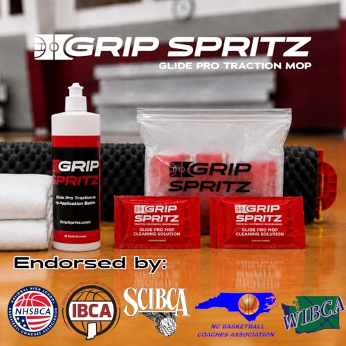 Grip Spritz Court Mop Cleaning Solution - 30 Packets of Hardwood Gym Floor Cleaner, 30 Cleanings for Athletic Floors, Industrial or Commercial Hallways, and Wrestling Mats