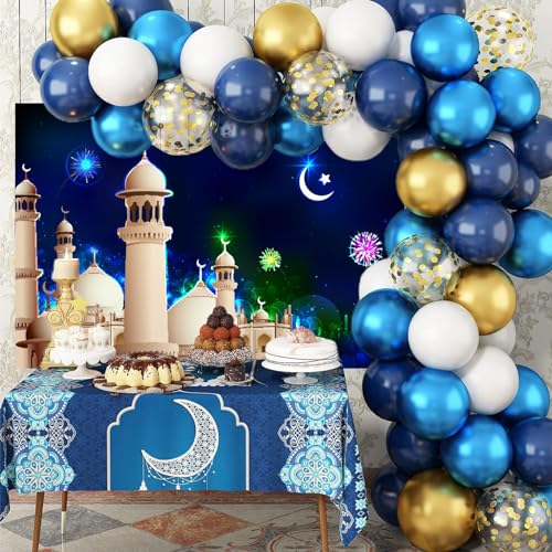 9x6ft Mosque Night Silhouette Backdrop Islamic Architecture Mysterious Masjid Eid Mubarak Photography Background Night Prayer Islamic Pray Children Adults Portrait Studio Shoot Prop - size: 9x6ft