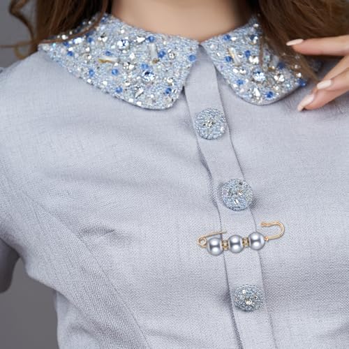 12 Pcs Pearl Brooch Pins 6 Styles Safety Pin for Women Girls Pant Waist Tightener Pins for Clothes Sweater Shawl Clips Pearl Rhinestones Brooches for Clothing Dress Scarves Cardigan Collar Jackets