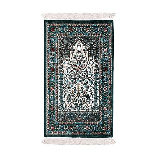 Islam Green Praying Mat, Travel Prayer Rug, Ramadan Gifts - color: Green