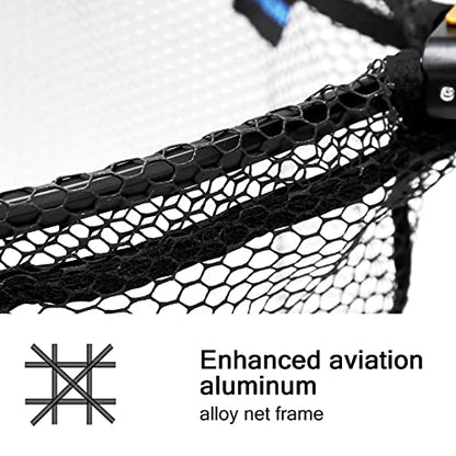 SANLIKE Collapsible Telescopic Fishing Net Rubber Coated Fresh/Salt Water | Rubber Coated Net, Aluminum Pole, Non-Slip Rubber Handle, One-click Storage, Belt Clip, Various Sizes - color: Black, size: Large