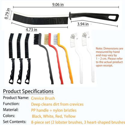 8pcs Multi-Functional Cleaning Brush Set: 3 Crevice, 3 Stove & 2 Cup Brushes with Durable Plastic Handles - Portable, Essential for Home Use in Bathroom, Kitchen & More, Bathroom Cleaning Tools