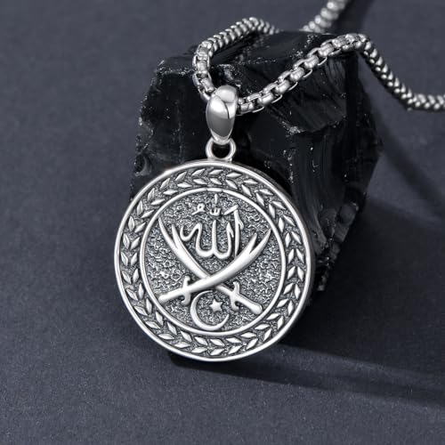 PELOVNY Allah Necklace for Men Women 925 Sterling Silver Islam Allah Pendant Chain Islamic Muslim Religious Jewelry Gifts - color: Allah-05
