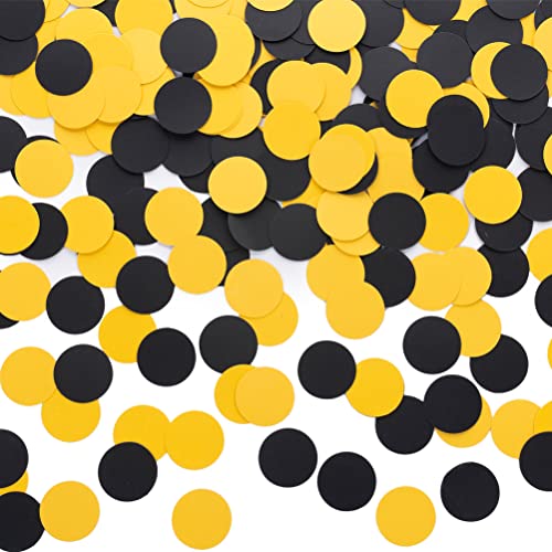 Black and Yellow Confetti Table Decoration for Birthday Graduation Baby Shower Mom to Bee Party Theme Party,1.2 inch in Diameter,200 Counts - color: Black,yellow