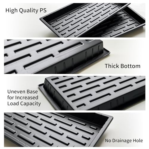 RooTrimmer Growing Trays, 1020 Plant Nursery Trays Heavy Duty Seed Starter Flat Seedling Tray for 72/128 Cell Plug Tray Transplant Growing Microgreens (21"×11", 10 Pack, 1.6" Deep, Without Holes) - size: TD538-10P-Black