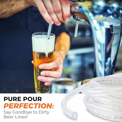 Clear Vinyl Plastic Tubing - Food-Grade & Flexible PVC Tube for Beer Line, Kegerator Accessories, Wine, Aquarium & Water Hose, Fuel Line, Drip Irrigation & More, 5/16" ID 7/16" OD, 10 Ft