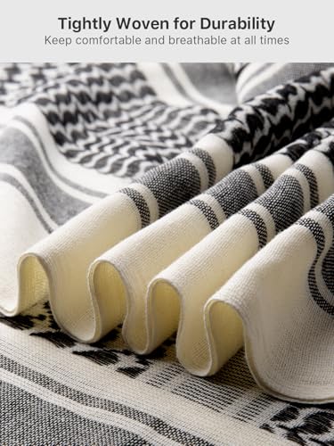 FREE SOLDIER Scarf Military Shemagh Tactical Desert Keffiyeh Head Neck Scarf Arab Wrap with Tassel for Men Women - color: Tan and Gray