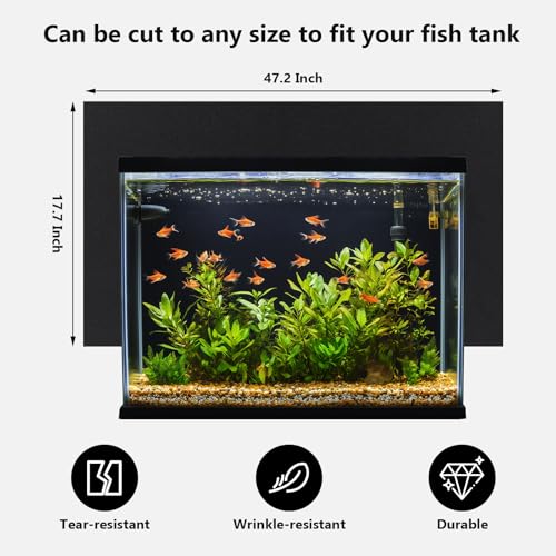 Aquarium Background Paper Decor Fish Tank Backdrop Wallpaper Electrostatic Adhesive, No Glue, Easy to Install, Reusable (17.7“H×47.2”L, Black) - size: 17.7“H×47.2”L