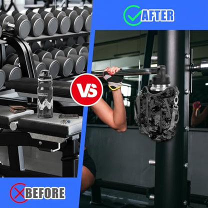 icolor Magnetic Gym Bag Water Bottle Carrier Holder with Phone Pockets & Shoulder Strap,Gym Magnetic Bag 5 Built-in Magnets Gym Accessories Organizer Sling Bottle Bag Pouch Sleeve - color: Camouflage