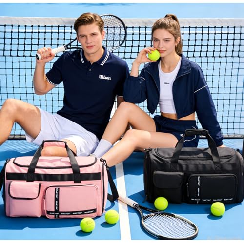MAXTOP Gym Bag for Women Men Travel Duffle Bag Large Capacity Carry On Weekender Overnight Bag With Shoe Compartment Gym Tote Dry Wet Separation Duffel Bag for Travel - color: Black Set, style: Gym Bag&toiletry Bag
