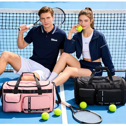 MAXTOP Gym Bag for Women Men Travel Duffle Bag Large Capacity Carry On Weekender Overnight Bag With Shoe Compartment Gym Tote Dry Wet Separation Duffel Bag for Travel - color: Black Set, style: Gym Bag&toiletry Bag