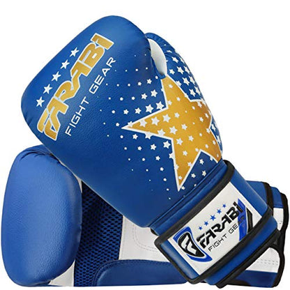 Farabi Boxing Gloves Kids Junior Muay Thai Kick Boxing Training MMA Punching Bag - color: Blue Star, size: 6OZ