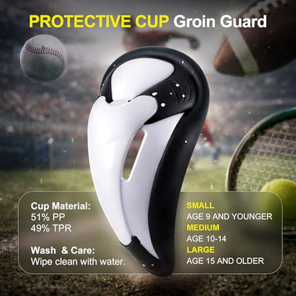 EALER Men's & Boys Lightweight Vented Athletic Cup — Soft-Rim Comfort Groin Protector, Shock-Absorbing Impact Guard for Baseball, Football, Lacrosse, Hockey, Boxing & MMA — Youth & Adult - size: Large