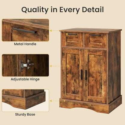 10 Gallon Aquarium Stand, Fish Tank Cabinet with 2 Drawers | Aquarium Stand for 5-10 Gallon Fish Tank Accessories Storage, 20.5" x 11.0" Tabletop, Rustic Brown PTBX02BR - size: 5-10 Gallon Fish Tank Stand
