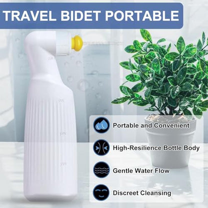 Portable Travel Bidet Bottle,400Ml/14.1Oz,Squeeze Bidet with Lift-Tab Lid,Handheld Travel Bidet Sprayer,Gentle Flow,for Postpartum,Hemorrhoid Relief, and Diaper Changes,White