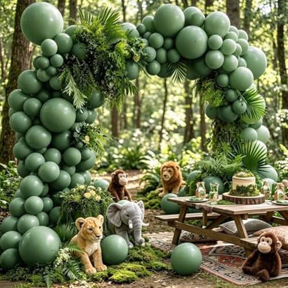 Pastel Green Balloon Garland Kit Different Sizes Double Stuffed Balloons Latex Sage Balloon Jungle Green Arch For Birthday Safari Baby Shower Gender Reveal Bridal Boho Party - color: Doubled Sage Green