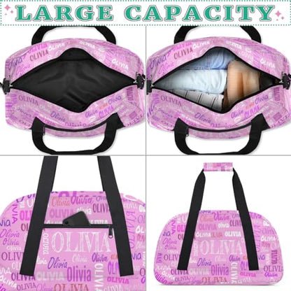 Custom Dance Ballet Duffle for Girls Pink, Personalized With Name - Overnight, Toddler, Gym Bag for Travel, Weekend, Sleepover - color: Color22