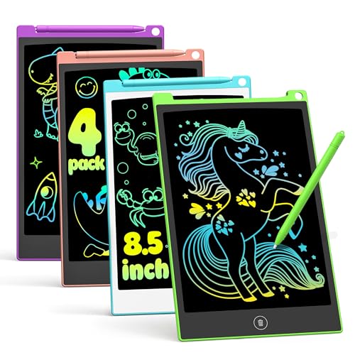 TECJOE 4 Pack LCD Writing Tablet for Kids, 8.5 Inch Toddlers Drawing Tablet - color: Blue & Pink & Purple & Green