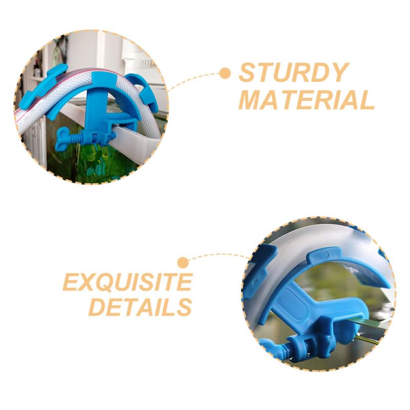 Mikikit 2pcs Sturdy Abs Water Pipe Holder Clips for Fish Tank Easy to Install Aquarium Hose Fixing Clamp Space Saving Design for Tubing