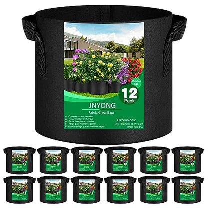 JNYONG NYONG 12-Pack 25 Gallon Thickened Non-Woven Grow Bags | Aeration Fabric Pots with Handles - size: 25 Gallons
