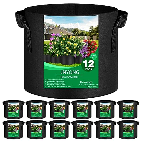 JNYONG NYONG 12-Pack 25 Gallon Thickened Non-Woven Grow Bags | Aeration Fabric Pots with Handles - size: 25 Gallons